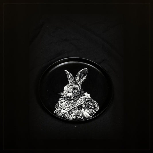 Rabbit Gentleman Round Plate by ASKR Wares