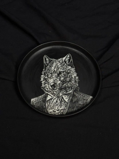 Wolf Portrait Round Plate by ASKR Wares