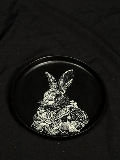 Rabbit Gentleman Round Plate by ASKR Wares