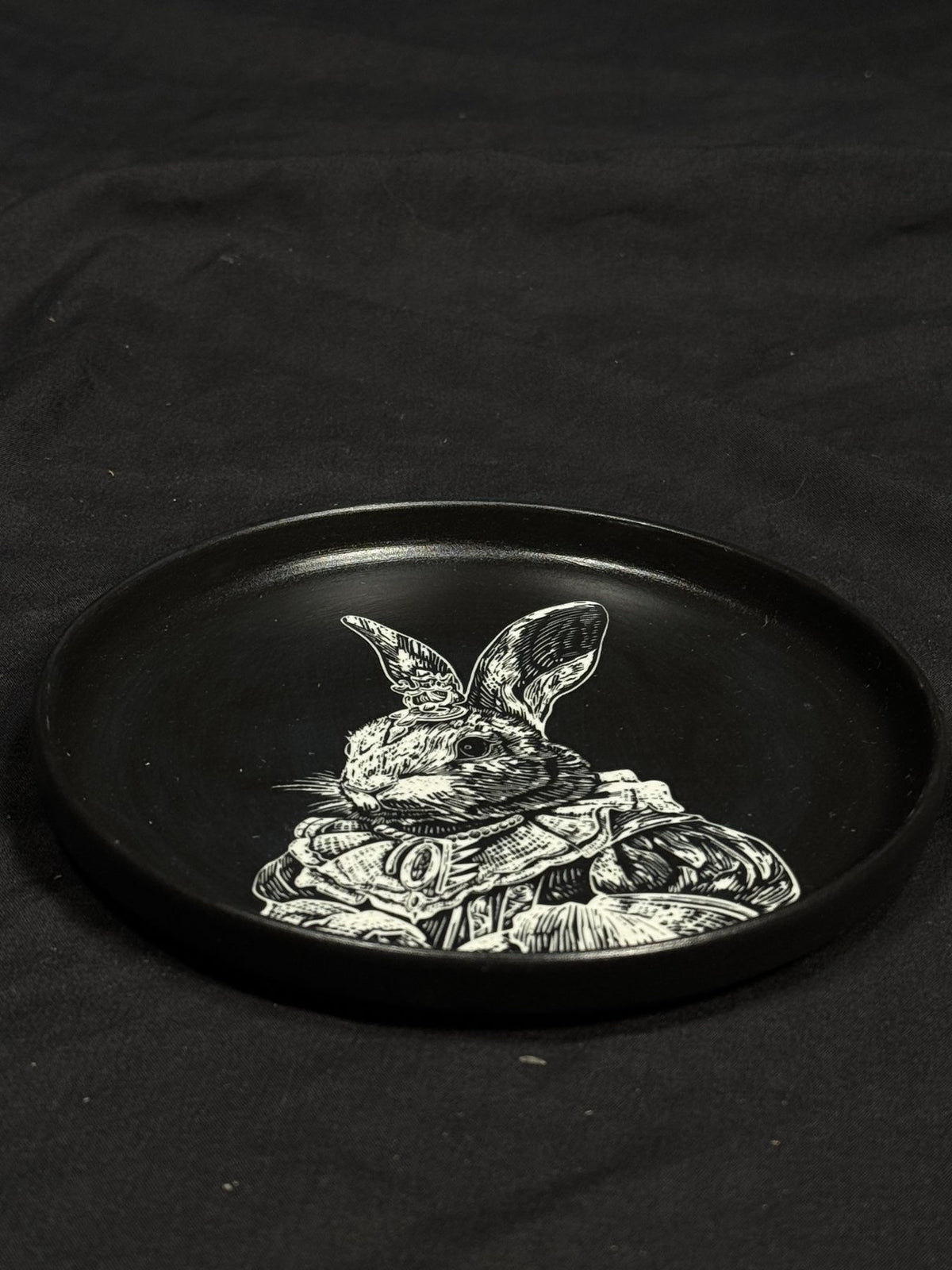 Rabbit Gentleman Round Plate by ASKR Wares