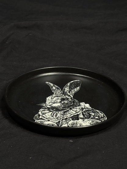 Rabbit Gentleman Round Plate by ASKR Wares