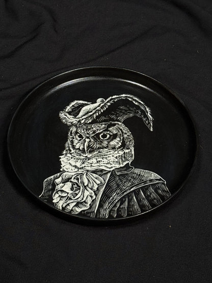 Owl Patron Round Plate by ASKR Wares