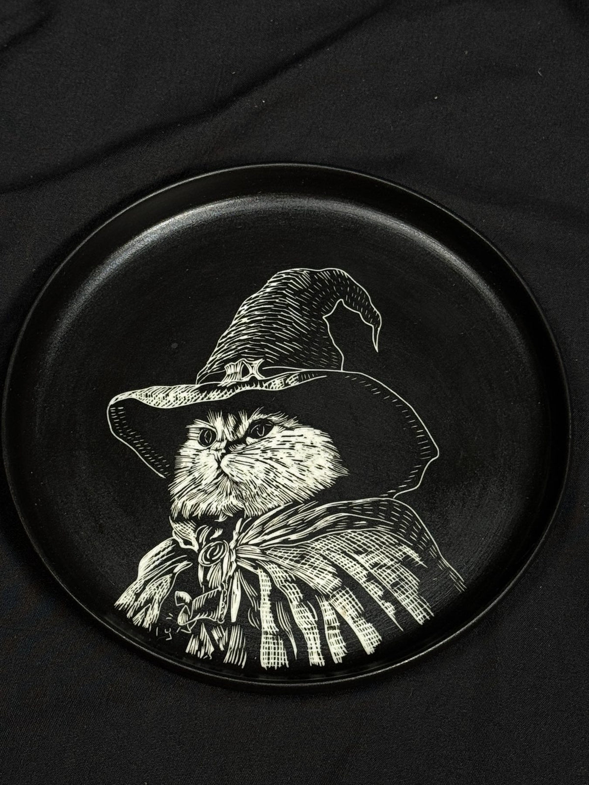 Witch Cat Round Plate by ASKR Wares