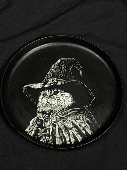 Witch Cat Round Plate by ASKR Wares