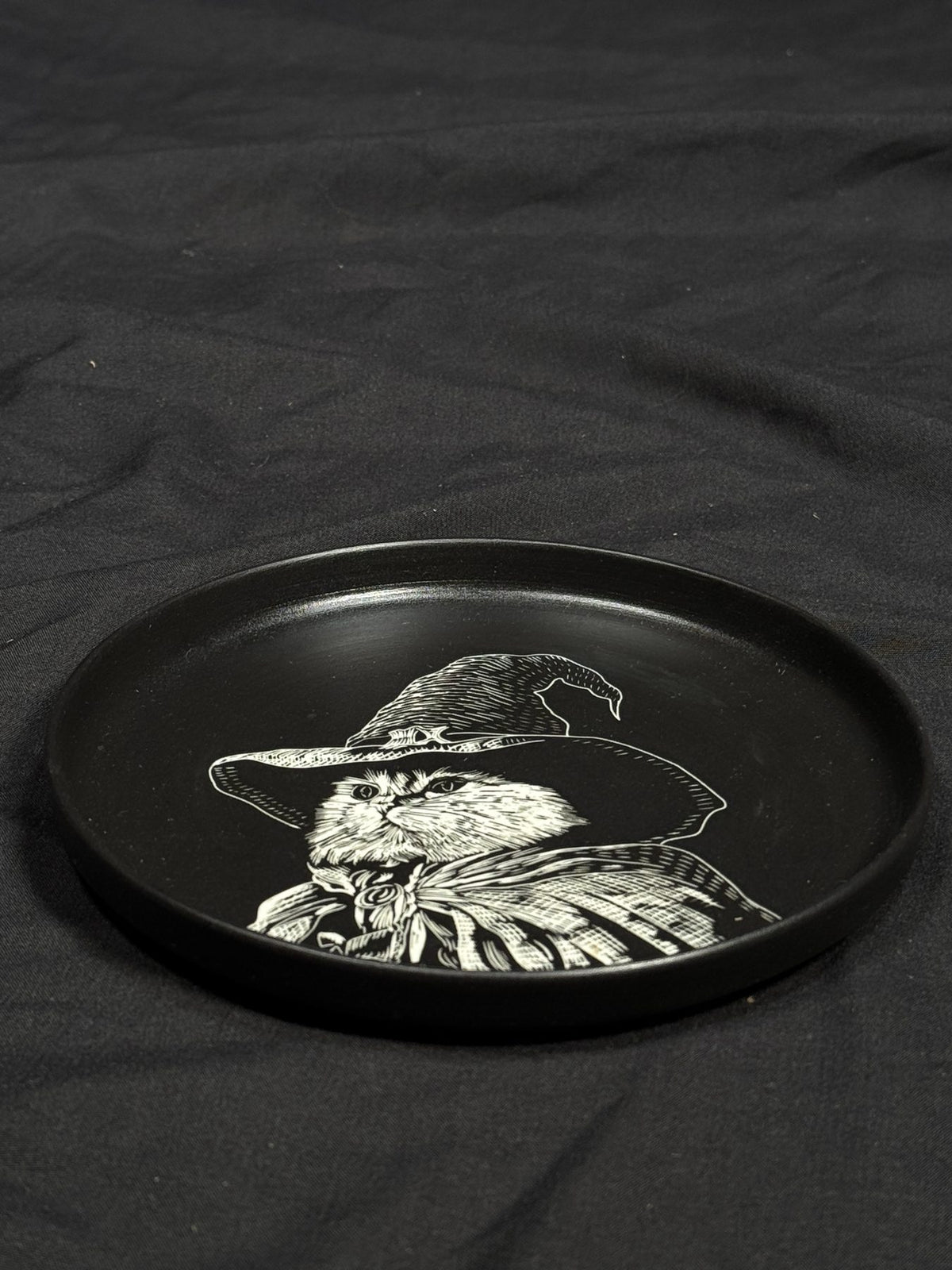 Witch Cat Round Plate by ASKR Wares